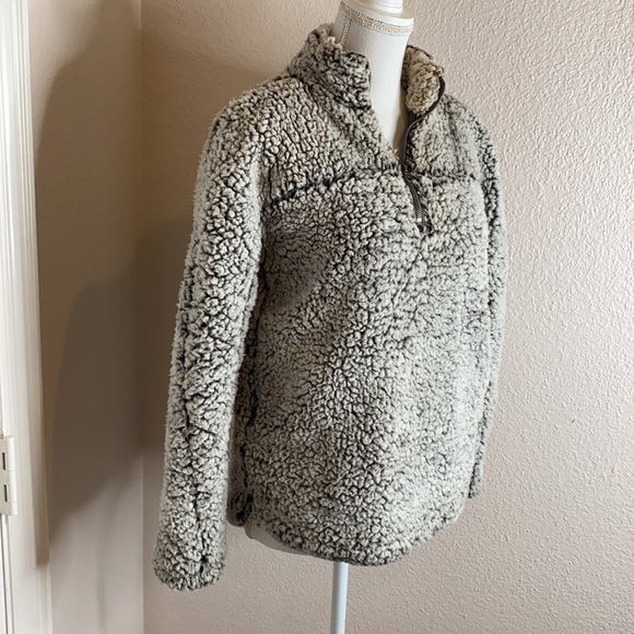 Teddy fleece half zip pull over with pockets grey - Picture 2 of 9